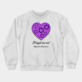 Forget me not Alzheimer Awareness Purple Heart Flowers Crewneck Sweatshirt